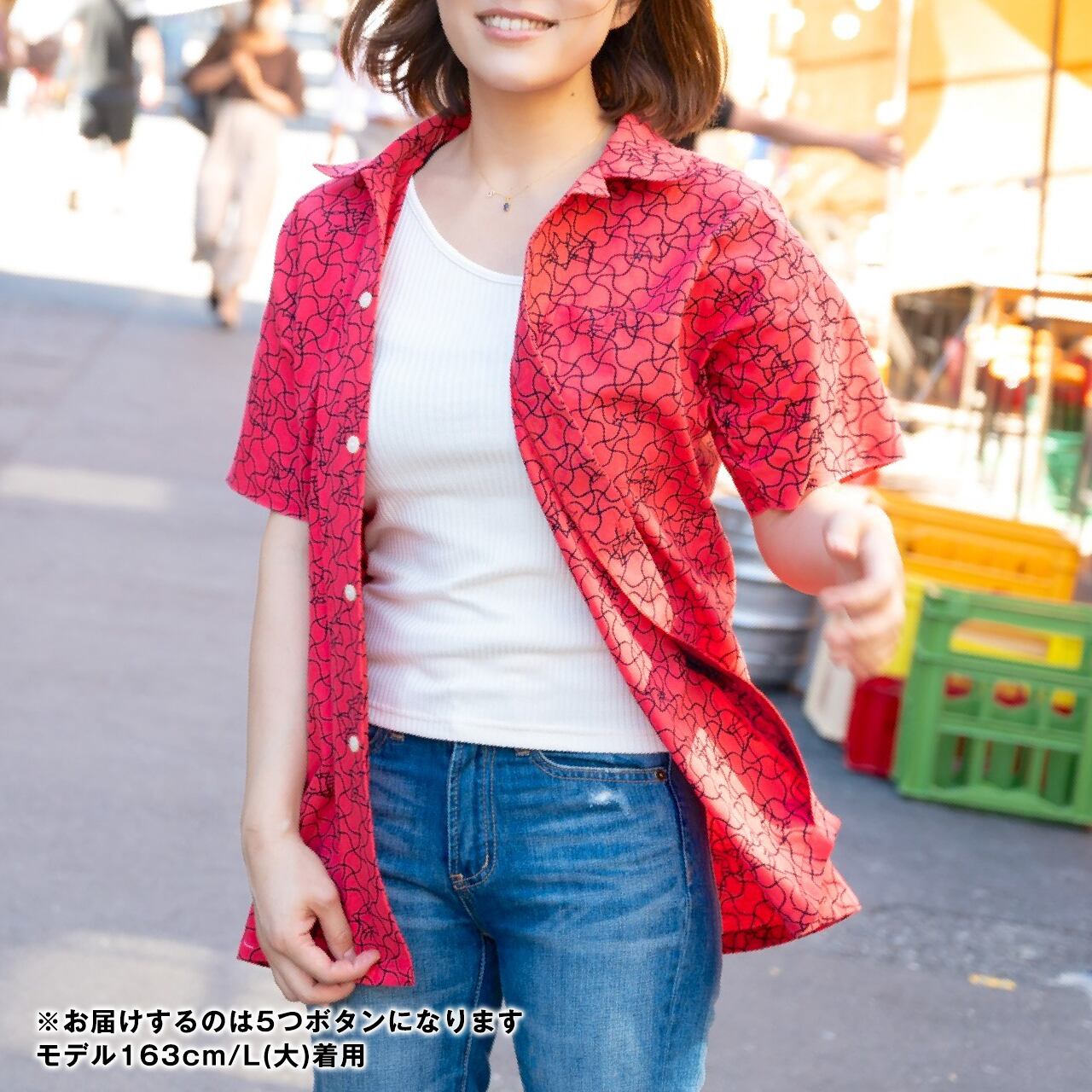 L/XLサイズ】 江戸シャツ あじろ千鳥紅 | 江戸っ子 edocco