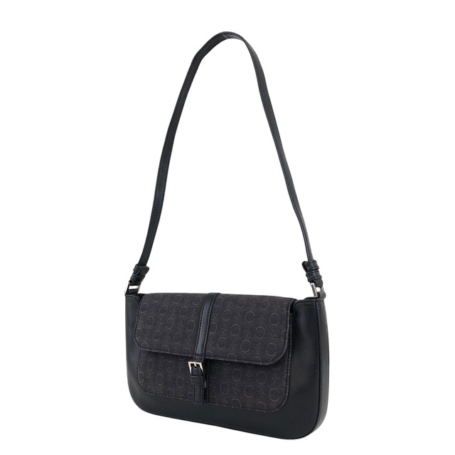 CELINE セリーヌ Cマカダム ショルダーバッグ ブラック ジャガード レザー セミショルダーバッグ vintage ヴィンテージ オールド 6ka487