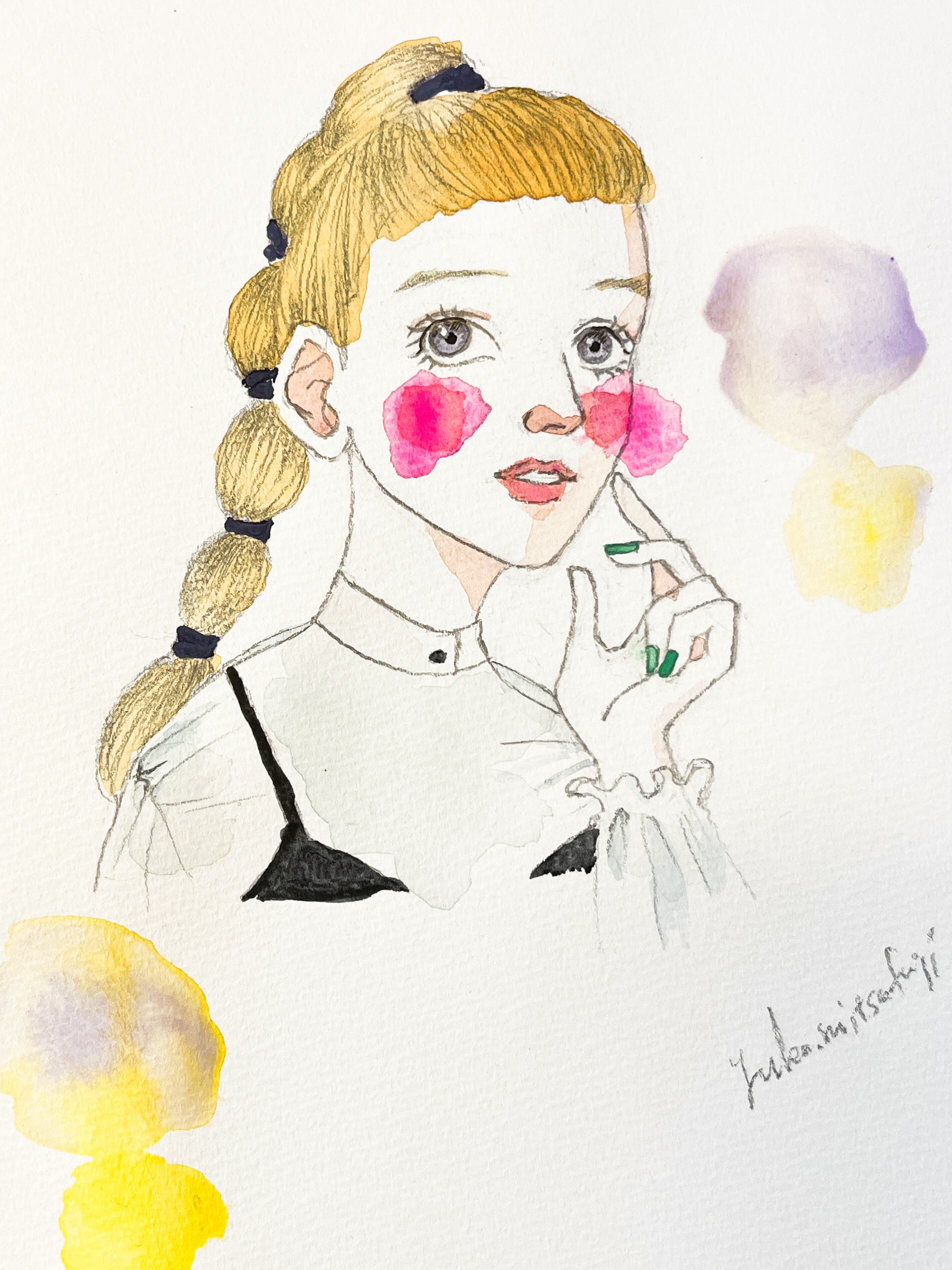 水彩イラスト B5原画 おしゃれな女性｜ Watercolor Illustration Woman