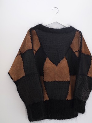 Crazy leather & mohair top