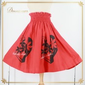 フラダンス 衣装 パウスカート レッド系 エムエムジェイ 日本製 ハワイアンプリント アロハ フラ ダンス レッスン 練習 花柄 フラワープリント 女性 ブラック系 ホワイト系 赤 黒 白 華やか 鮮やか かわいい シングル スカート フラダンス衣装 ハワイアンスカート ウエストゴム使用 おしゃれ 可愛いデザイン イベント フラダンスレッスン用 レディースウェア 明るい色