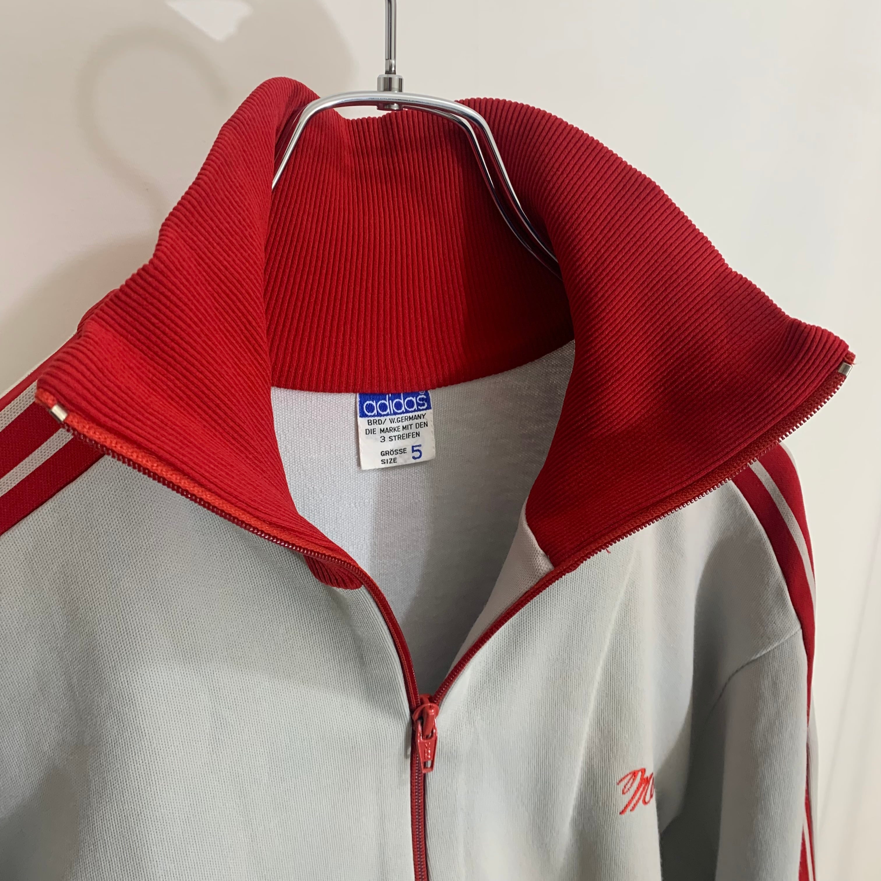 アディダス 70s トラックジャケット ビンテージ 赤 グレー adidas