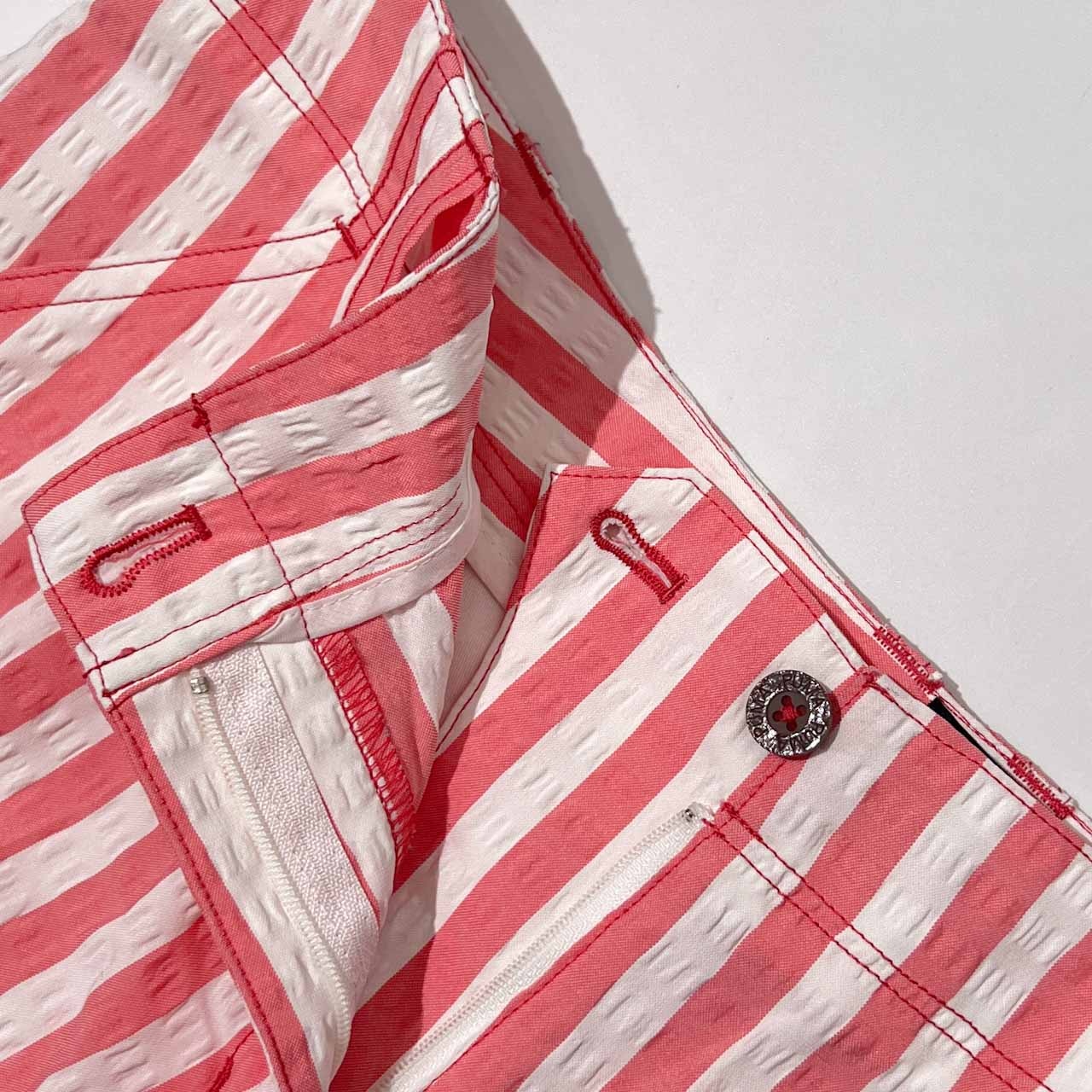 PUMA GOLF プーマゴルフ シアサッカー ストライプ ショートパンツ キュロット L /ピンク×ホワイト/レディース