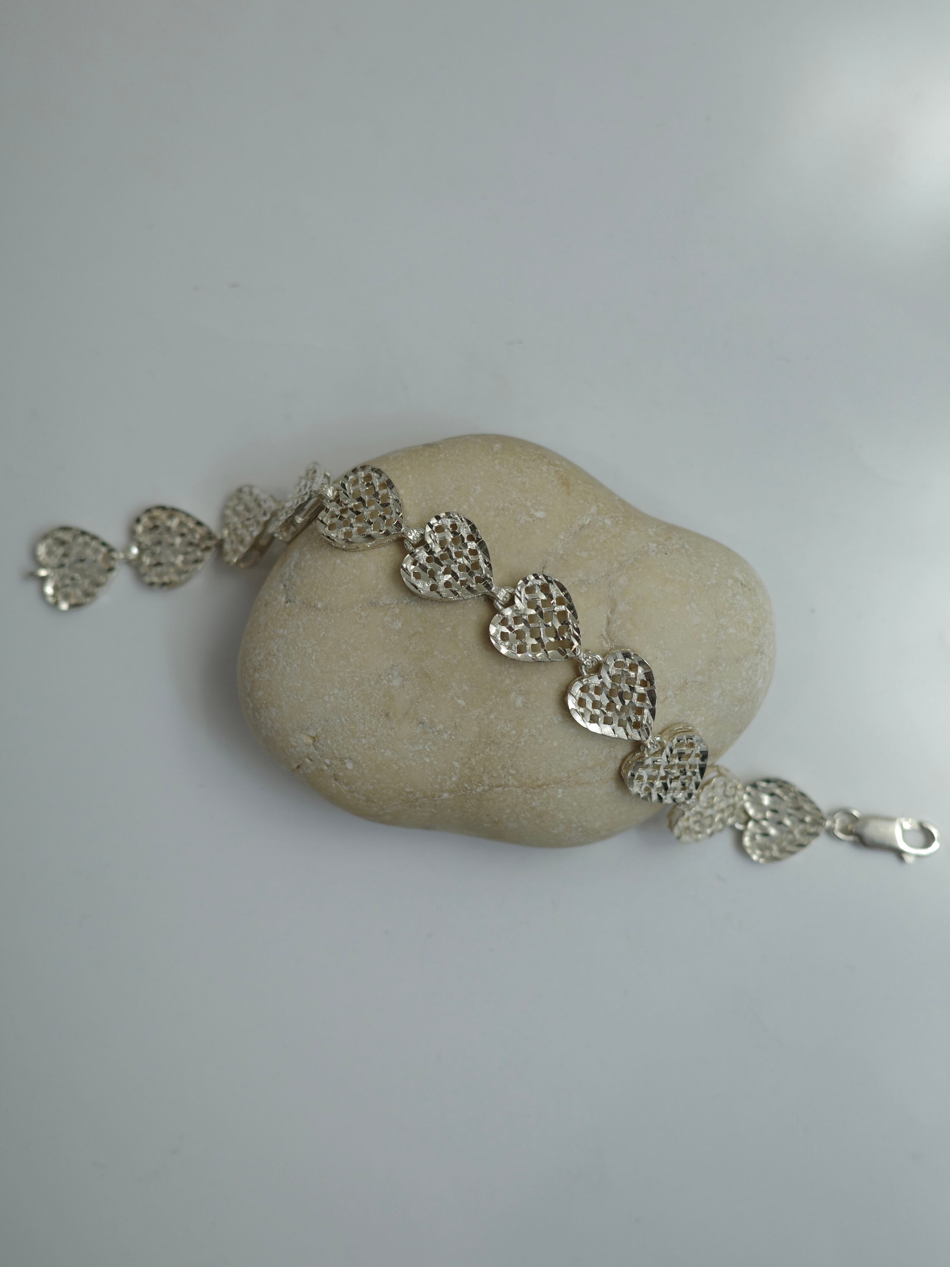 〈vintage silver925〉heart motif cutting bracelet