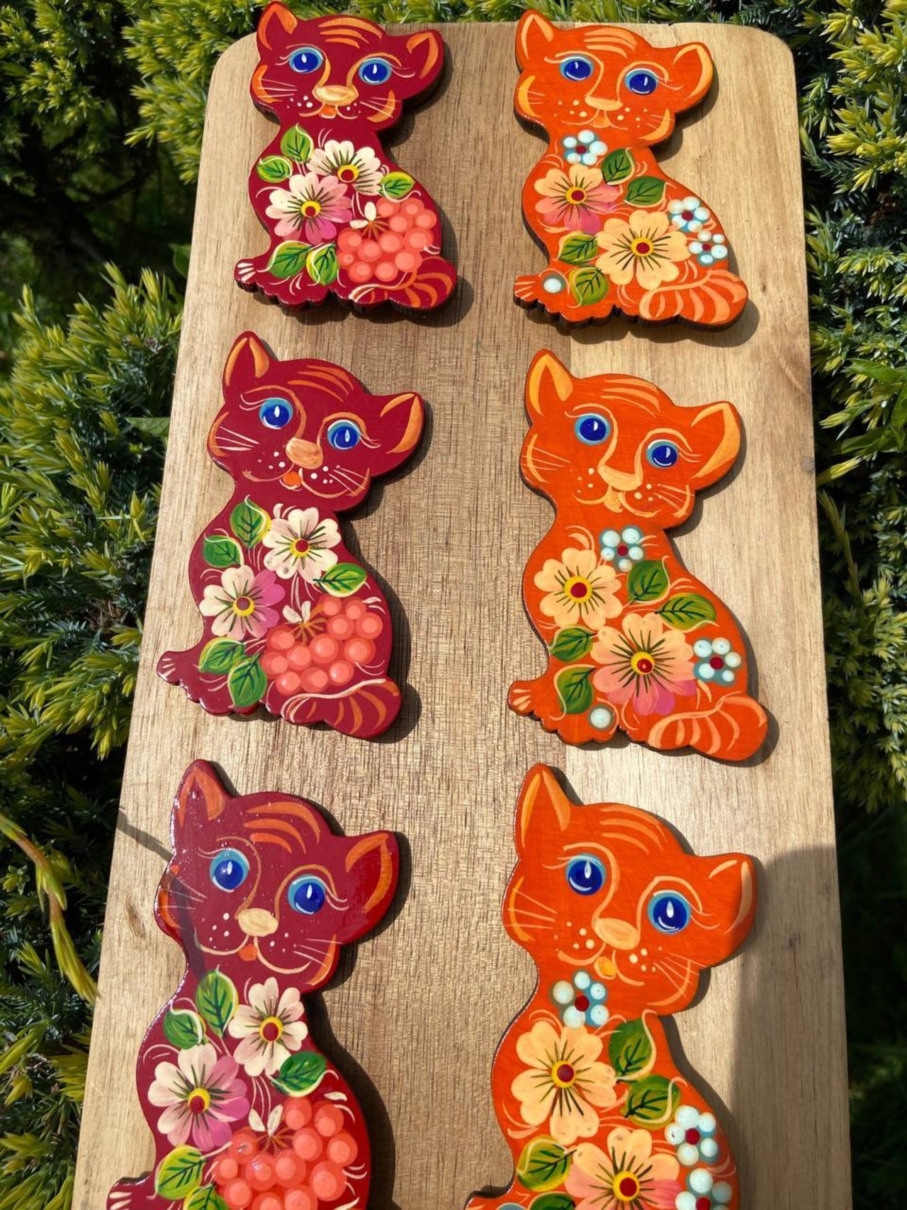 ペトリキフカ塗り　木製マグネット 　キャット　猫（Khomenko作） - 5