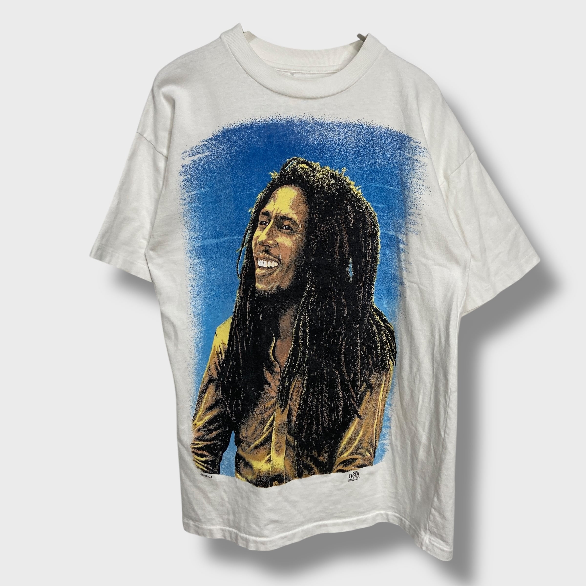 90s ボブマーリー 両面プリントTシャツ 肖像画Tシャツ ホワイト M相当