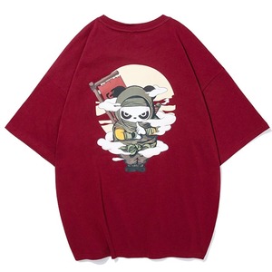 SALE 送料無料【HIPANDA ハイパンダ】レディース 忍者 Tシャツ WOMEN'S NINJA  BIG SIZE SHORT SLEEVED T-SHIRT / BEIGE・BLACK・RED