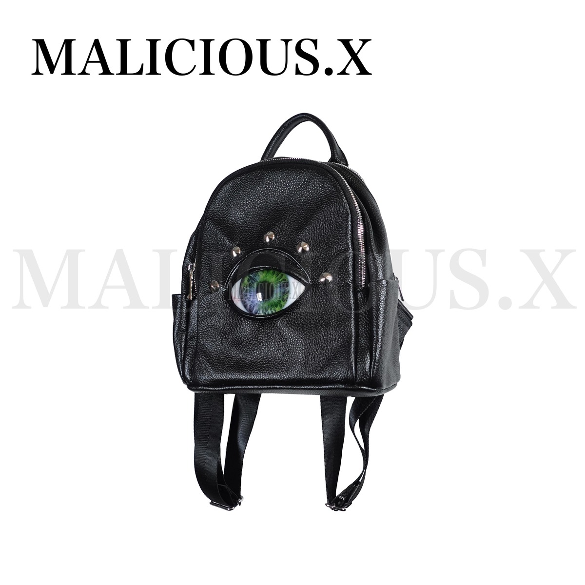 Eye mini backpack （side pocket）/ Green×Gray | MALICIOUS.X