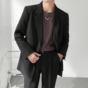 【韓国メンズファッション】フラップ風タブアクセントジャケット 大人 きれいめ ベーシック モード 休日コーデ BW2398