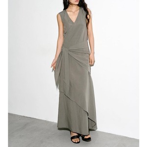 asymmetrical wrap long one-piece
