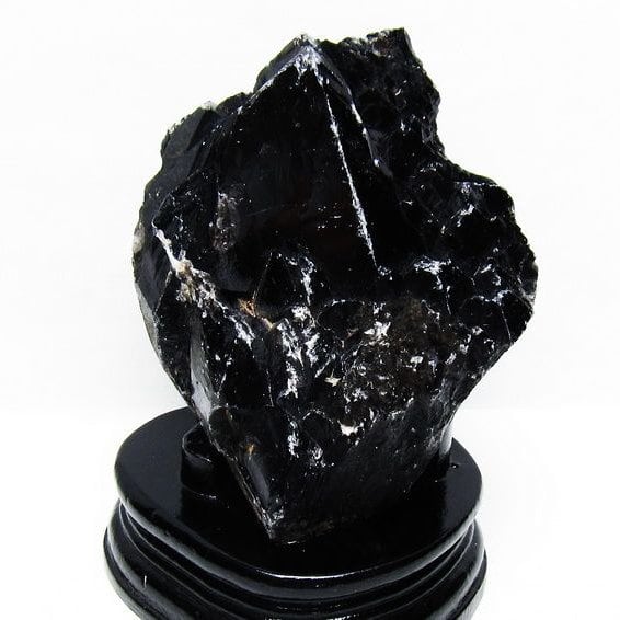 1.3Kg 黒水晶 原石 モリオン 原石 山東省産 台座付属 一点物 181-4547
