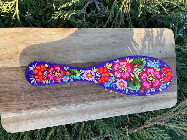 ペトリキウカ塗り　ヘアブラシ　くし　ティモシェンコ作