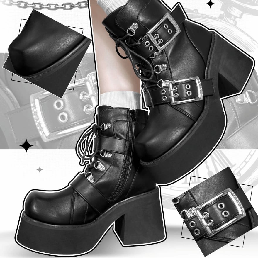 With U ゴスロリ ファッション セミロリ 厚底靴 ブーツ ヒール高9.5 With U ゴスロリ ファッション セミロリ 厚底靴 ブーツ ヒール高9.5