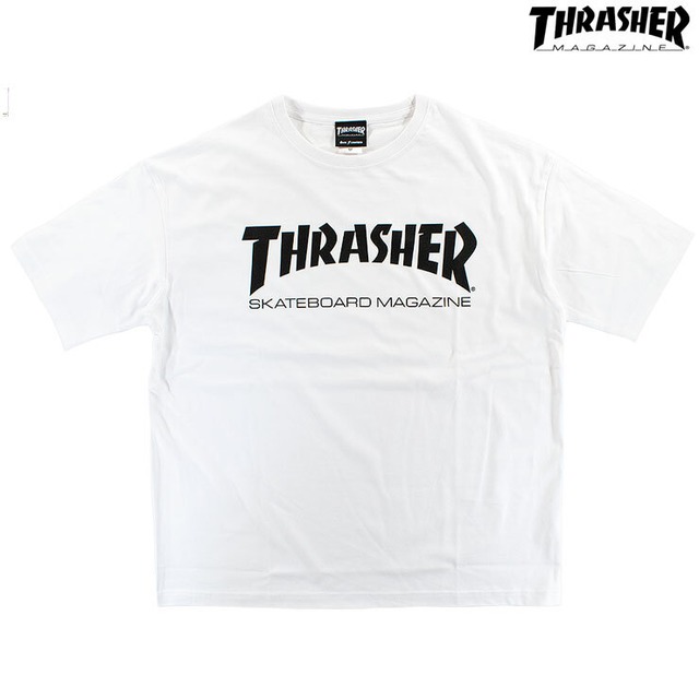 THRASHER(スラッシャー) ビッグシルエット マグロゴ Tシャツ ホワイト TH8101BS