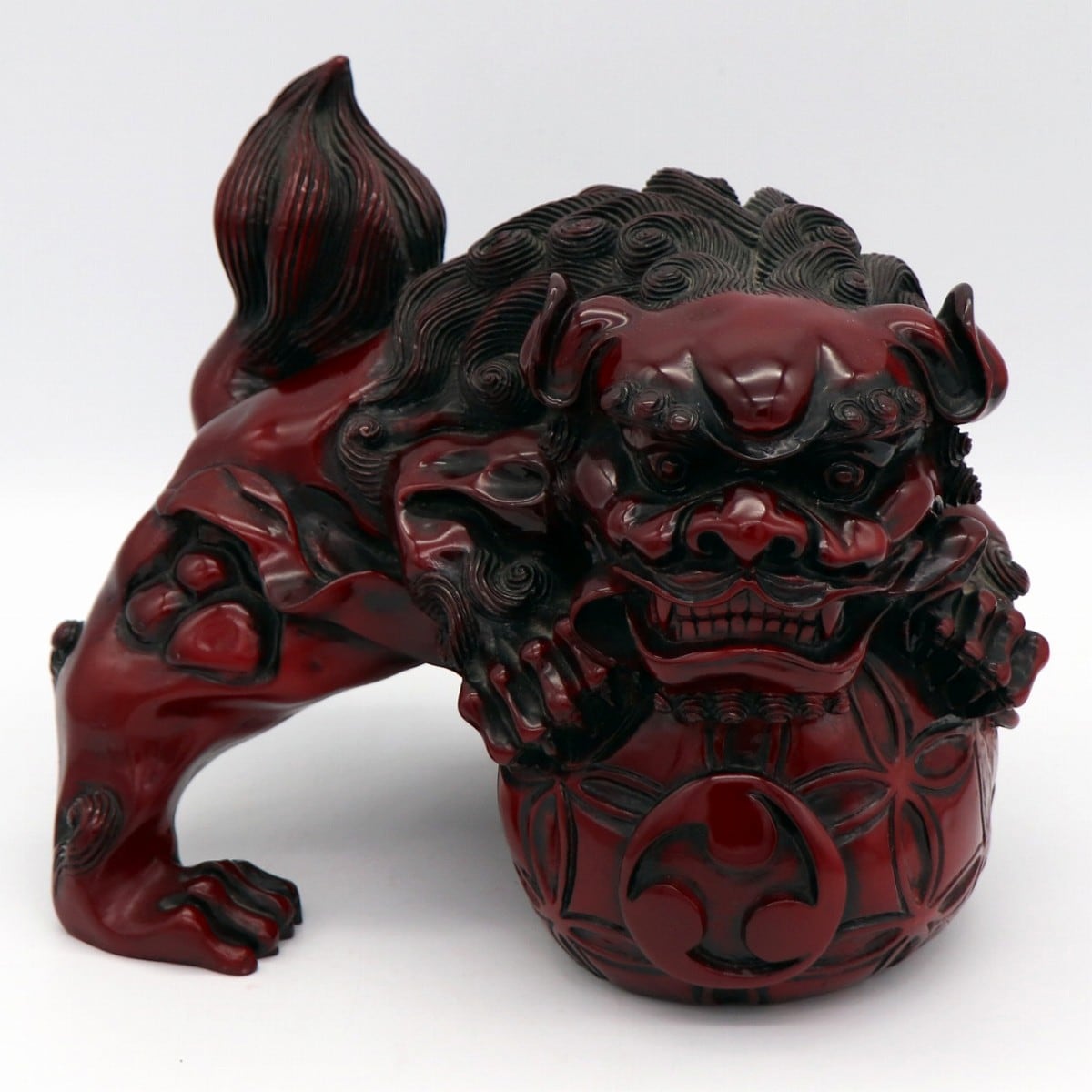 玉乗り獅子・狛犬・シーサー・2体セット・置物・No.210513-25・梱包