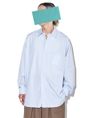 ssstein "SUVIN COTTON OVERSIZED REGULAR COLLAR SHIRT〔OFF BLUE〕"