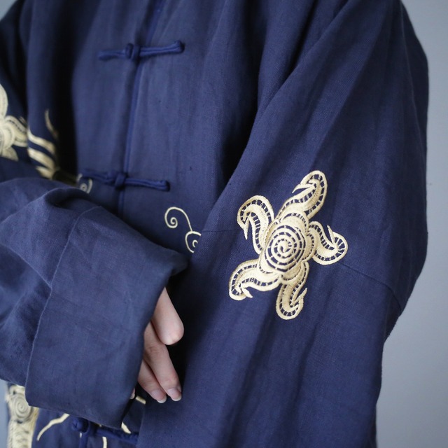 "刺繍×龍" loose silhouette special china shirt