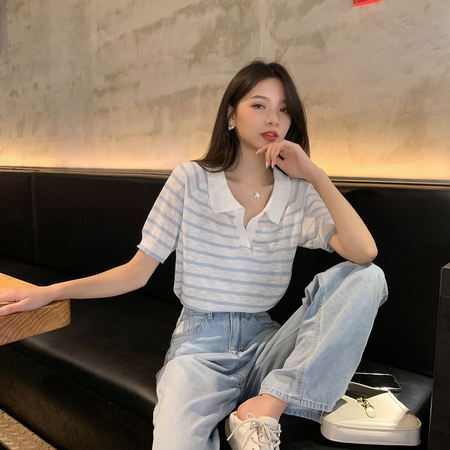 サマーカラーストライプTシャツ 夏物 6Du_Shop_Women59950864122