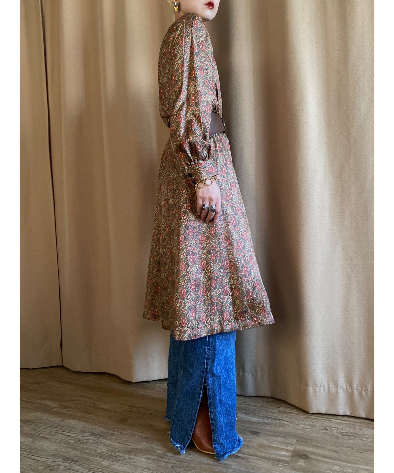 paisley pattern warm color dress-4339-9