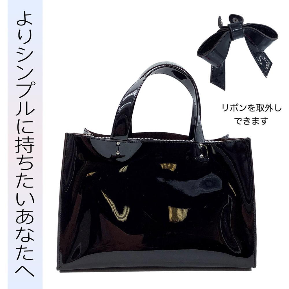 リボン付 軽量 エナメル レディースバッグ LR-902 | proud.platinum.sac