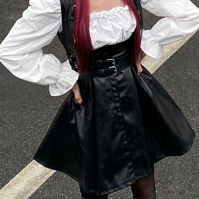 天使と悪魔 インナードレス コルセット Aライン バルーンスリーブ ギャザー 病みかわいい サブカル 10代 代 天使と悪魔 サブカル系ファッション Seasonz 天使と悪魔 インナードレス コルセット Aライン バルーンスリーブ ギャザー 病みかわいい サブカル 10代 代 天使と悪魔 サブカル系ファッション Seasonz