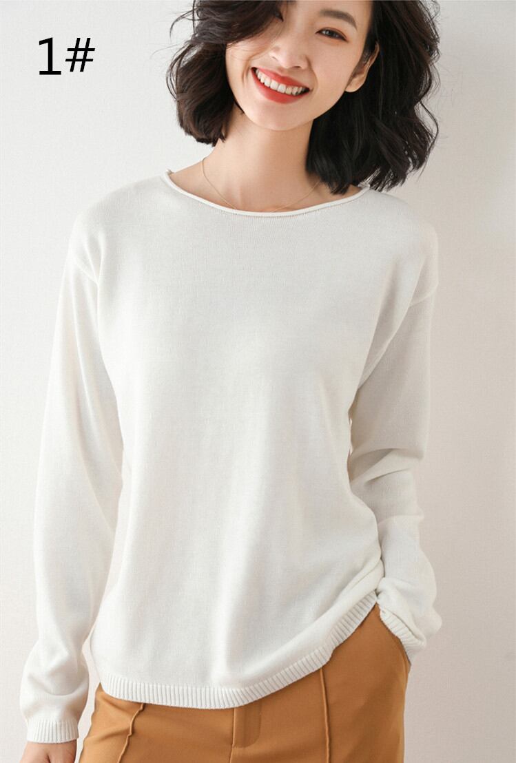 カシミヤ混紡 ニットセーター ラウンドネックニット レディーストップス インナー カジュアル 10色展開