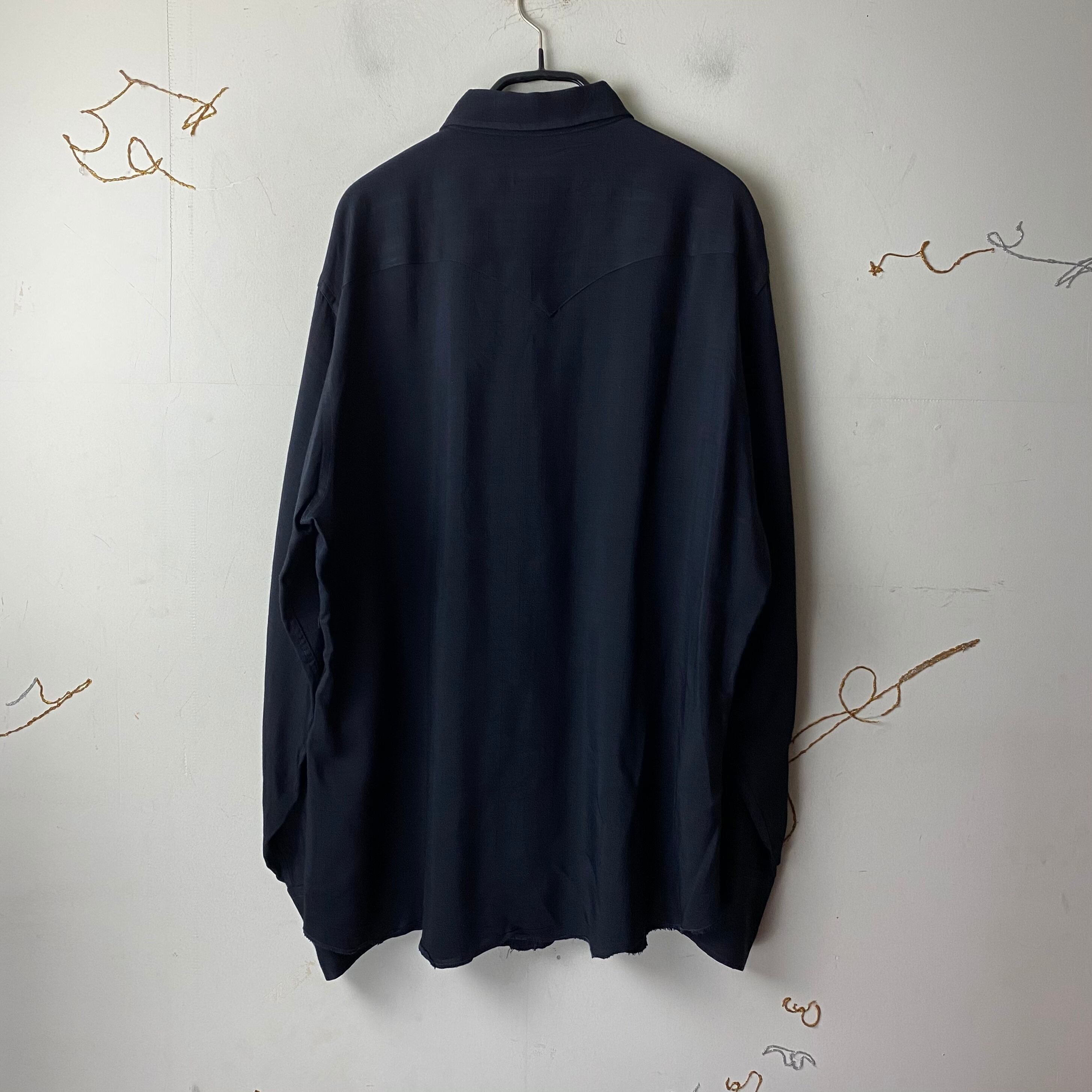 vintage 1960's H BAR C black rayon western shirt | NOIR ONLINE