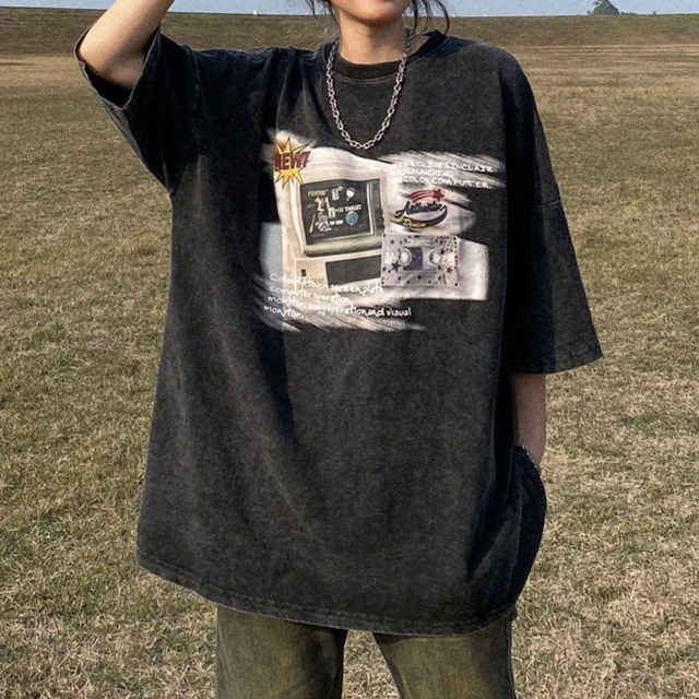 アメリカンレトロフォトコラージュビッグTシャツ 2col   R02337