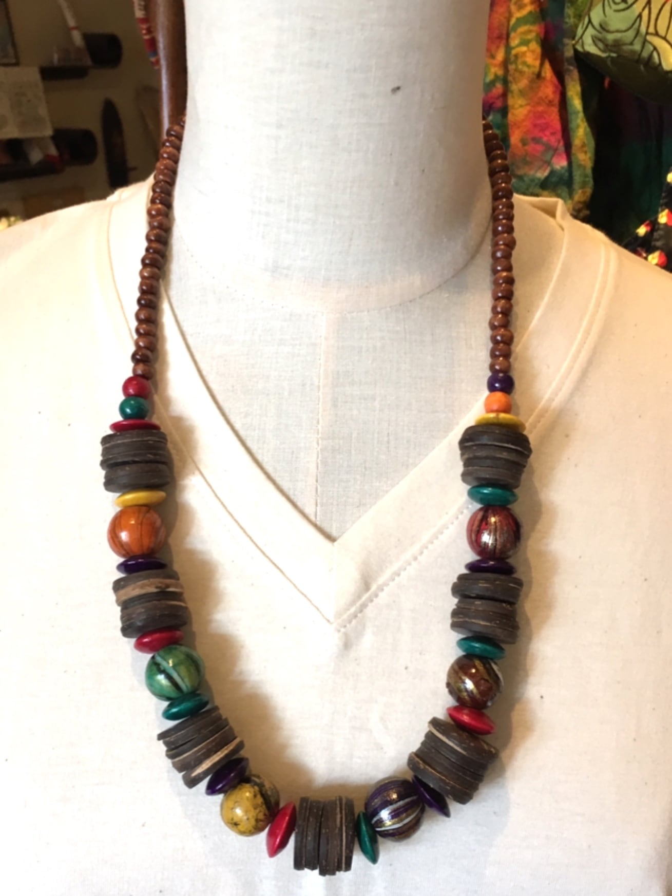 ウッドネックレス エスニックネックレス アジアンネックレス ネックレス アクセサリー 自然素材 リゾートネックレス アジアンファッション エスニックファッション * アジアン雑貨 No.30B-2