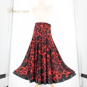 社交ダンス 衣装 スタンダード スカート レッスンウェア Create-Sun クリエイトサン 黒 レッド系 ブラック系 赤 練習着 バイカラー ダンスウェア フレアスカート ポリエステル ストレッチ ウエストゴム おしゃれ 着心地良い 練習用 しなやか スタイリッシュ パフォーマンス コスチューム レディース スカート丈 84cm Mサイズ ブラックレッド ダンスレッスン 衣装選び イベント 講習会 スタンダード競技