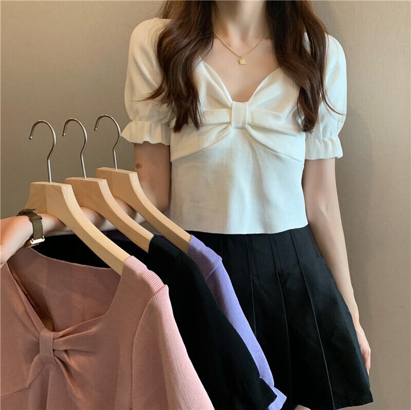 スプリングサマーシャツ ホワイトスタイルトップス ショートTシャツ 春物 夏物 1号婦人96165191354