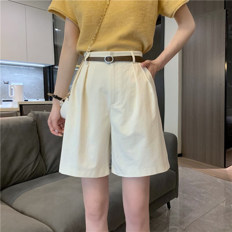 ホワイトカジュアルショーツ サマー薄手ハイウェストパンツ ルーズ 夏物 ブルマー 1号婦人49895852440