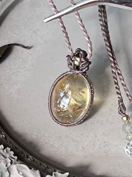 シトリン【シンプル】マクラメネックレス