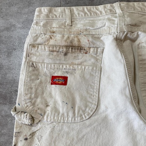 00s- Dickies ペインターパンツ ホワイト トリプルステッチ 無地 エルサルバドル製 34/32 pants 詳細写真2