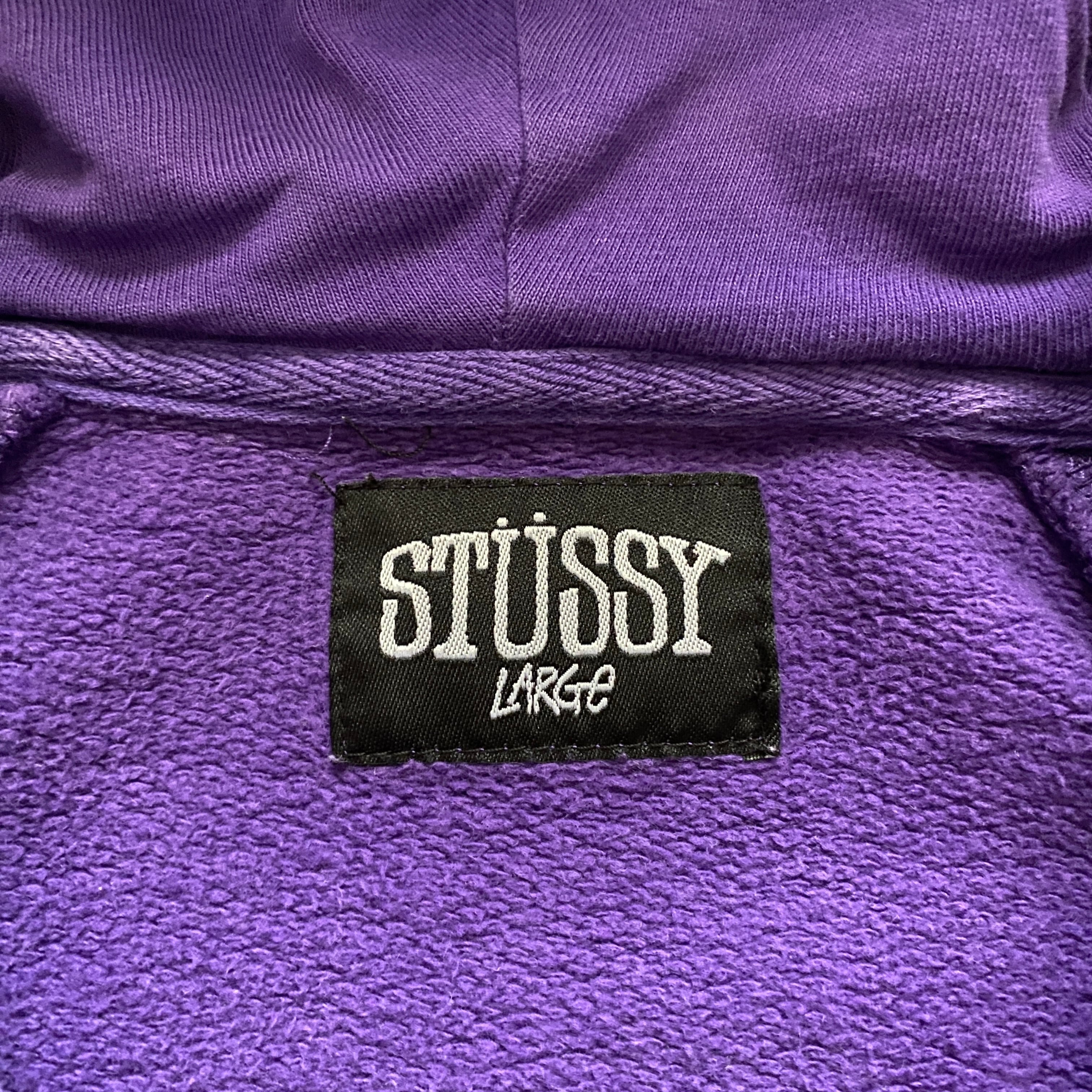 00's stussy ステューシー ワンポイント プリントロゴ パープル ジップ