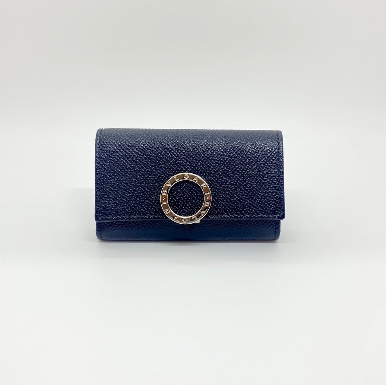 BVLGARI◇キーケース/レザー/BLK/無地/メンズ 下し