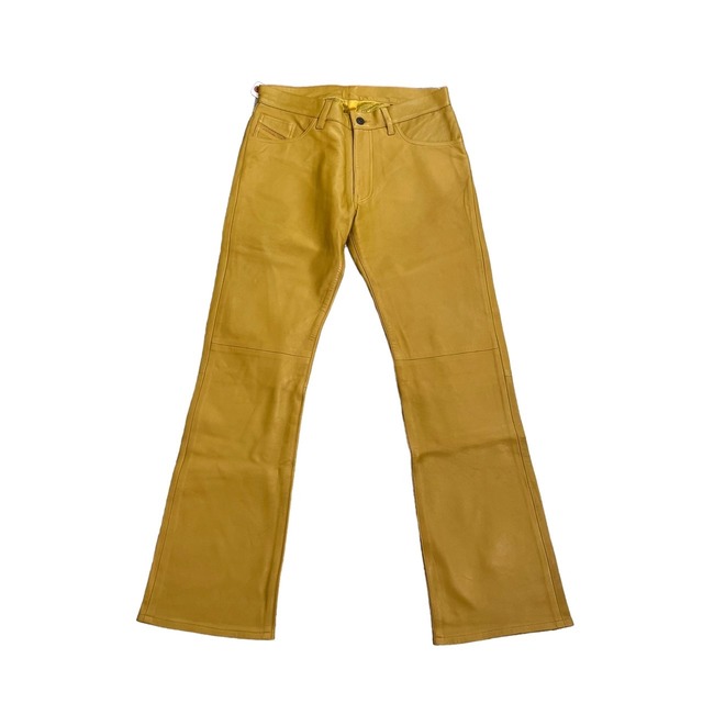 "DIESEL" Mustard color leather design pants Kissmet