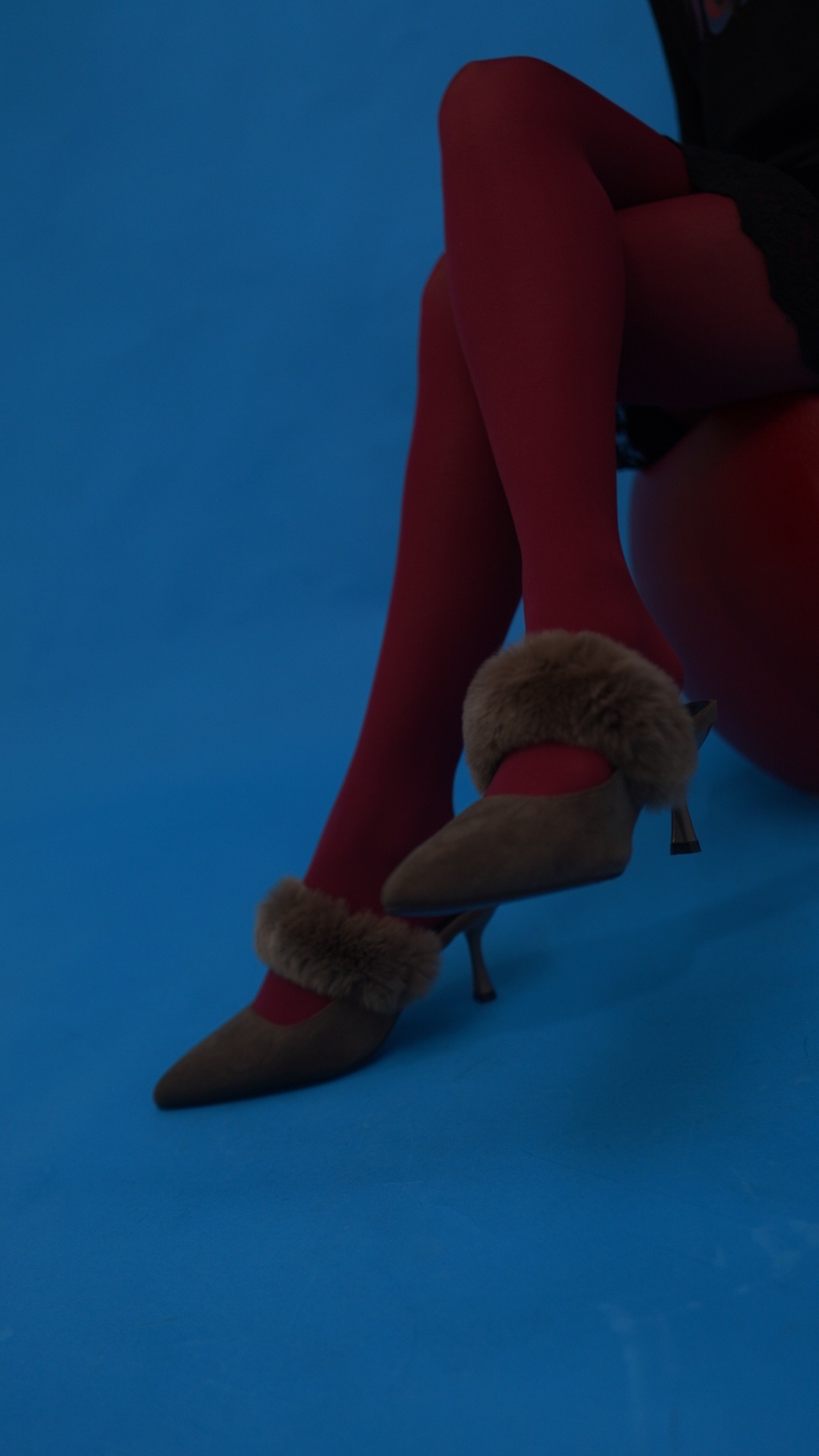 fox real fur ・suède heal mule／coffee brown