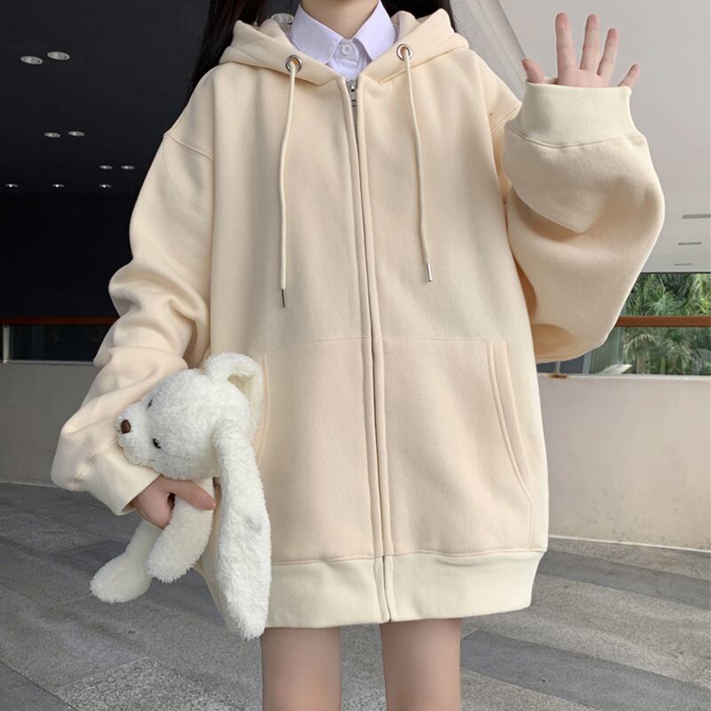 スタイルソリッド カラーフードセーター ジャケット オータムウィンタールーズブラウス 秋物 冬物 ソリッドカラー 萌量不足59805346797