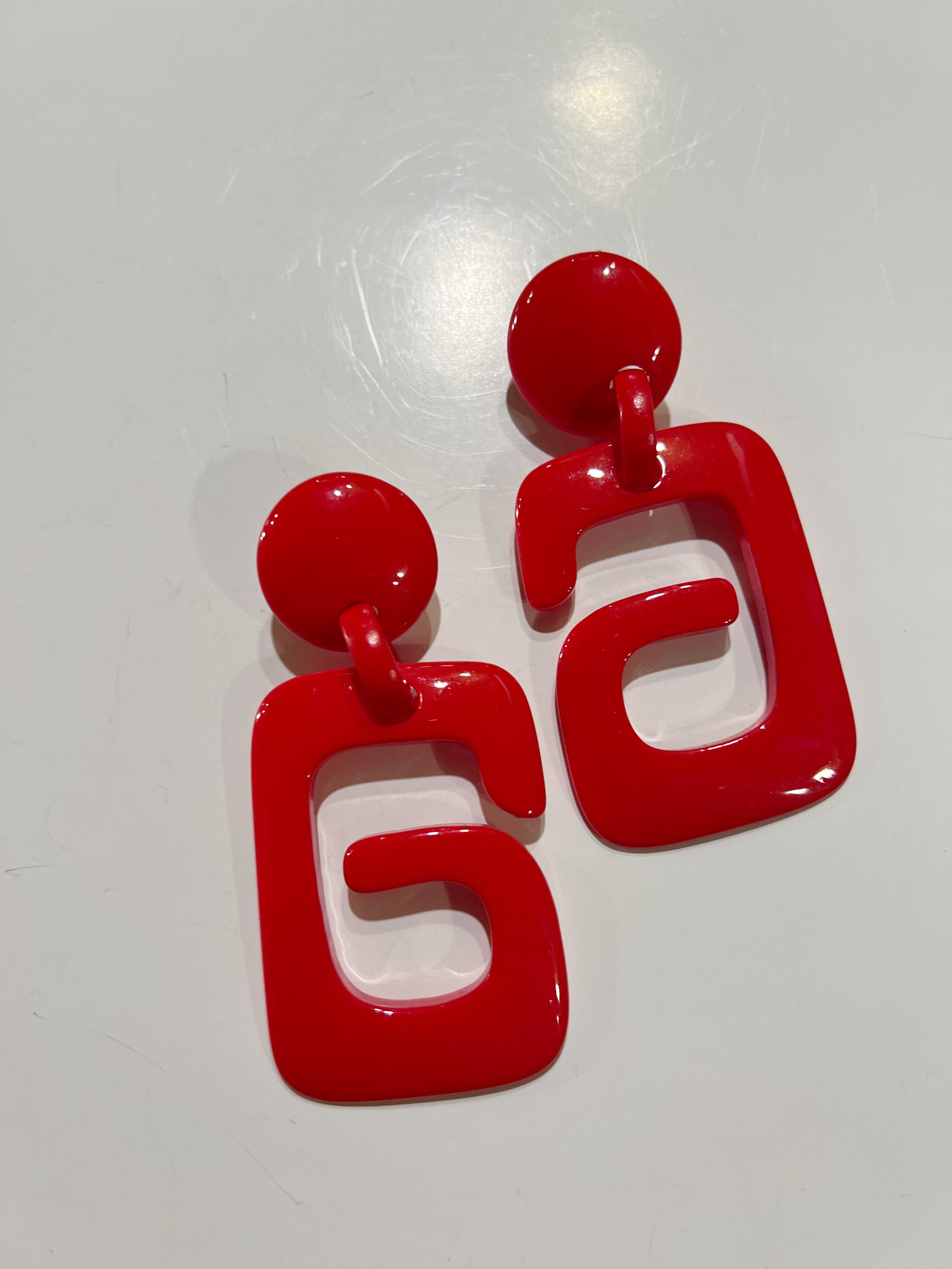 Vintage red pierced earrings