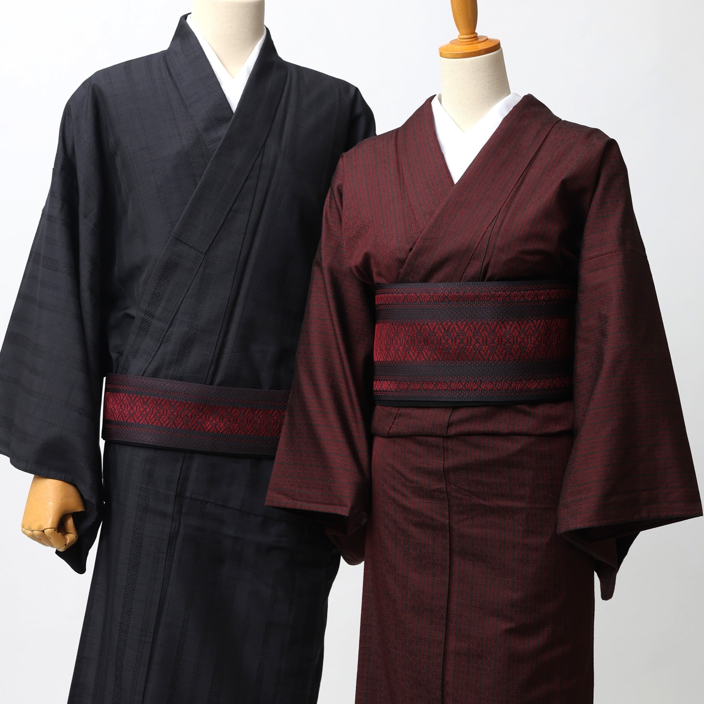プレタ男帯 献上:黒×赤 | OKANO博多きもの制作所 プレタ男帯 献上:黒×赤 | OKANO博多きもの制作所