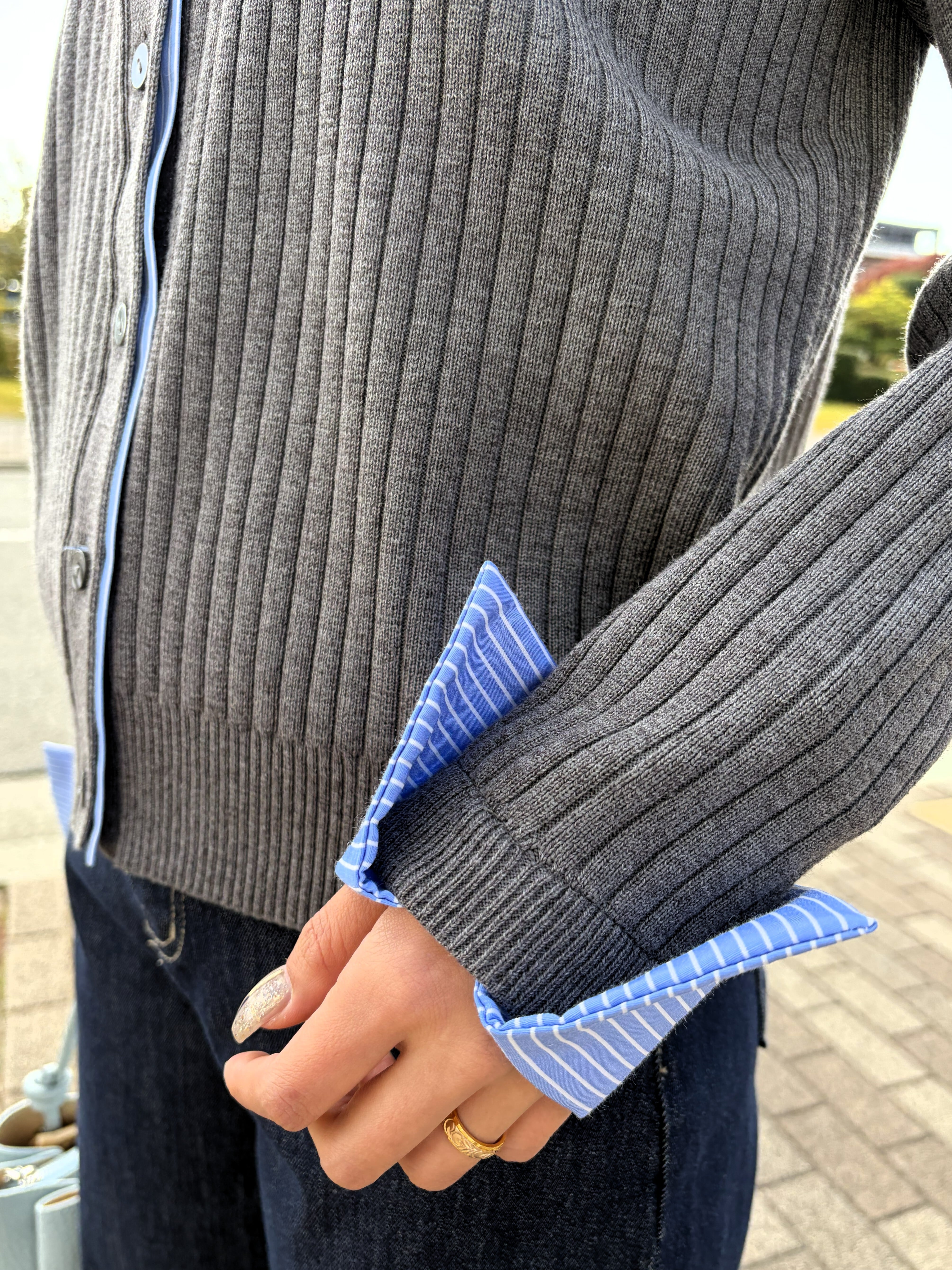 ○○○9286】シャツレイヤード風リブカーディガン（8812-61017