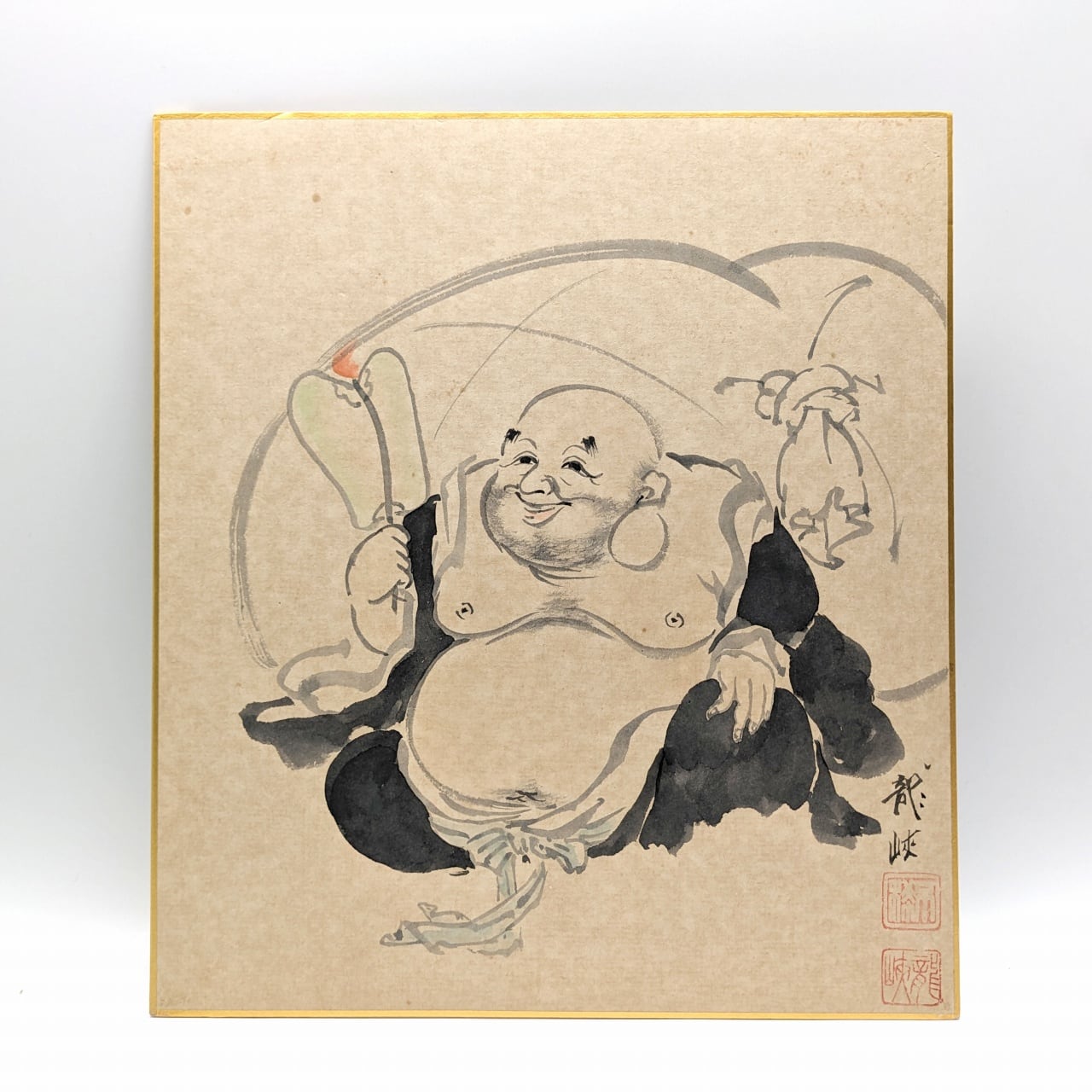 石沢龍峡・布袋尊・色紙絵・七福神・No.231019-05・梱包サイズ60 