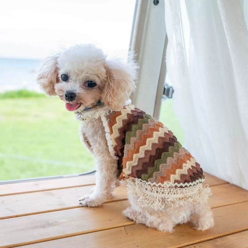 【海外ハンドメイド】バケーションタンクトップ ブラウン系 01301