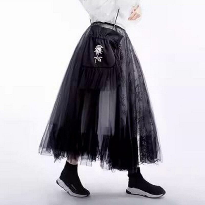 メッシュロングスカート A0056