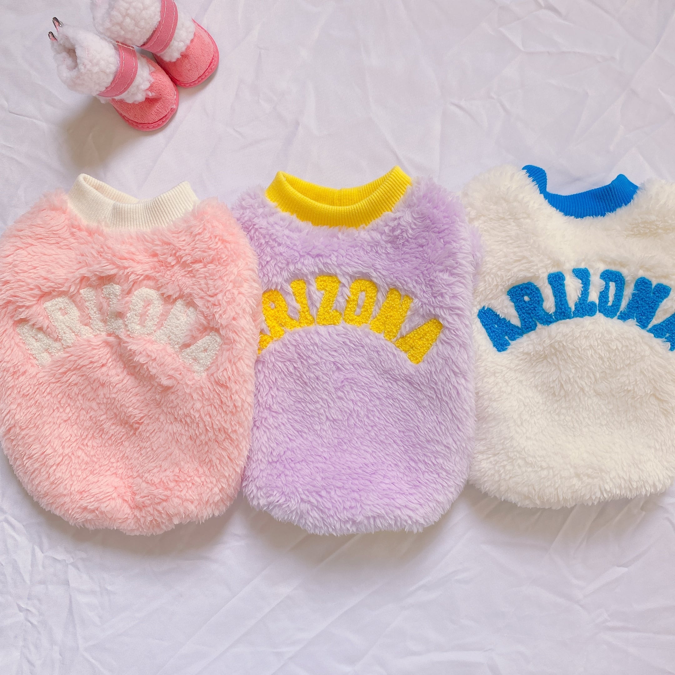 【SALE】ARIZONAトレーナー S ~ XL 3color / 犬服 冬 新作 もこもこ フリース 暖かい トップス ドッグウェア ワンコ服 犬 服 長袖 お揃い b24