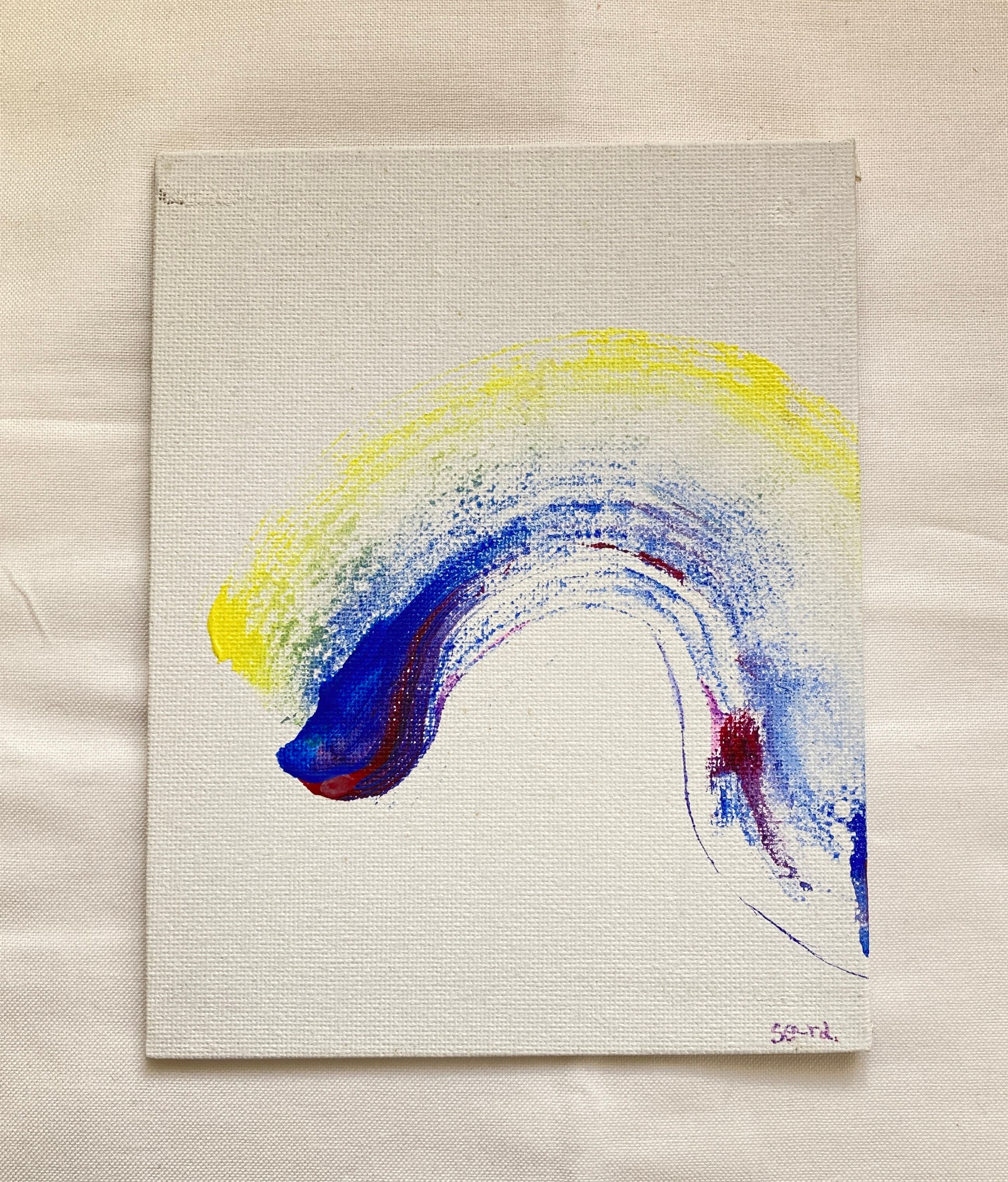 はじまり1 絵画 白 青 黄色 抽象画 水彩 アクリル | PAY ID