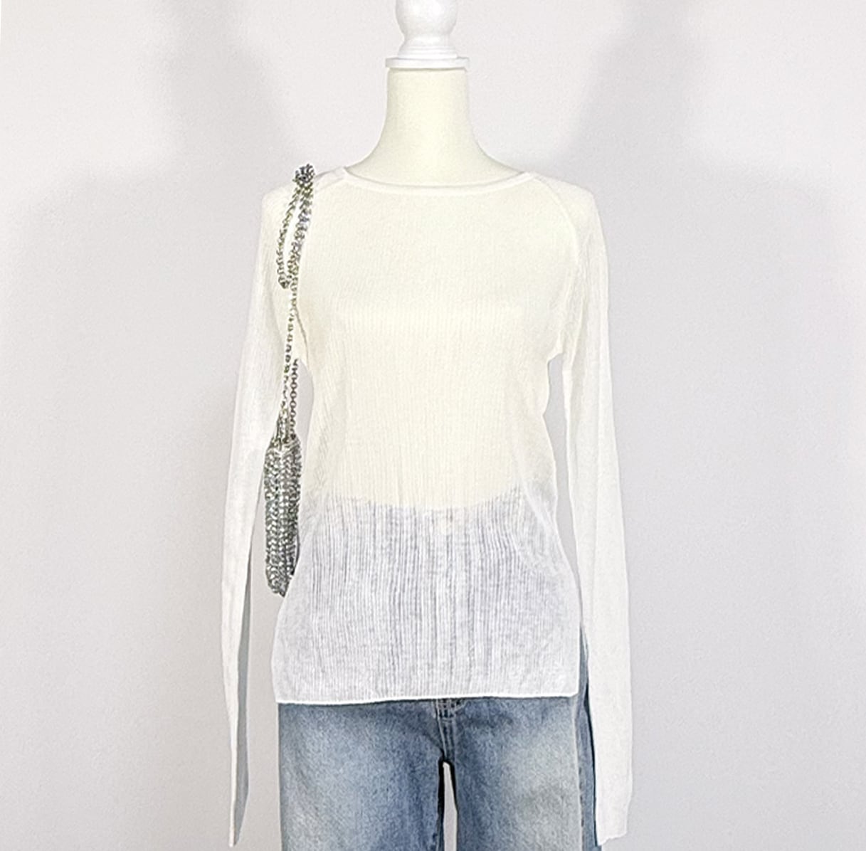 大人気シースルーサマーニット　アイボリー