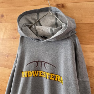 【NIKE】カレッジ ミッドウェスタン大学 Midwestern バスケ プリント ヒビ割れ スウェット パーカー 3XL ゆるだぼ ビッグサイズ ナイキ 刺繍ロゴ スウッシュ US古着