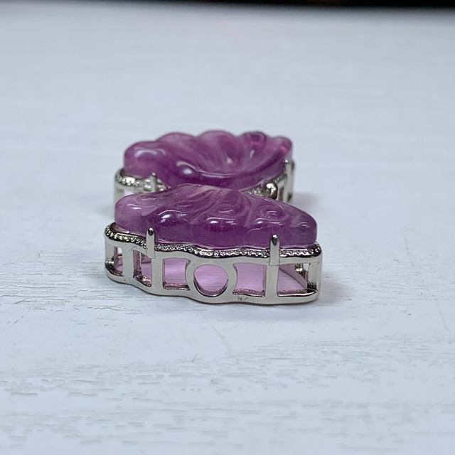 2.フローライト蝶々・横貫通穴☆パーツ